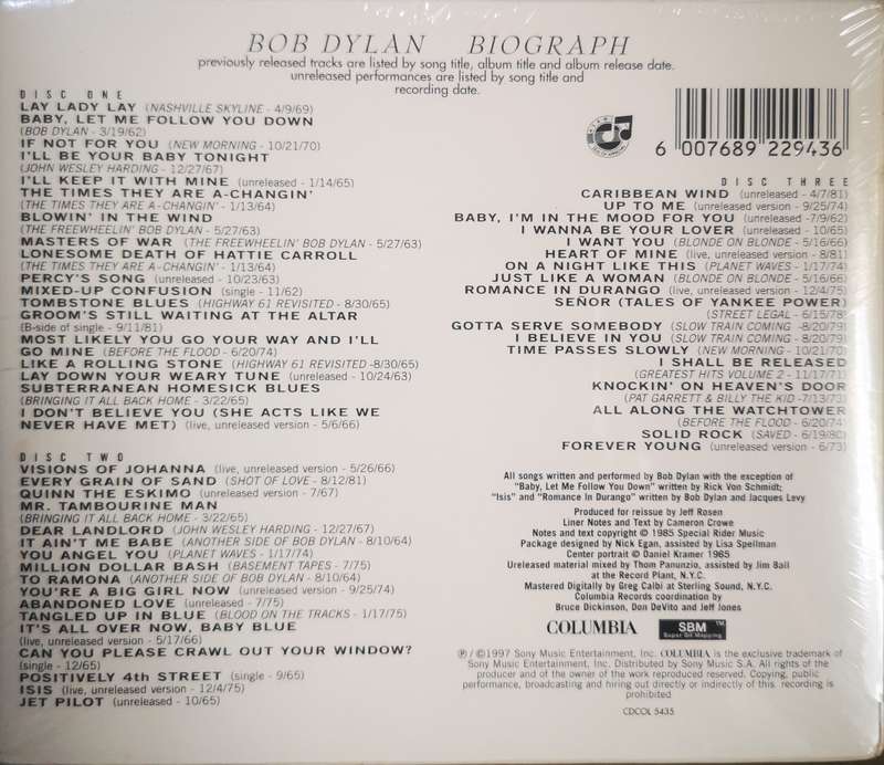 Bob Dylan - Biograph (3-CD) [New]