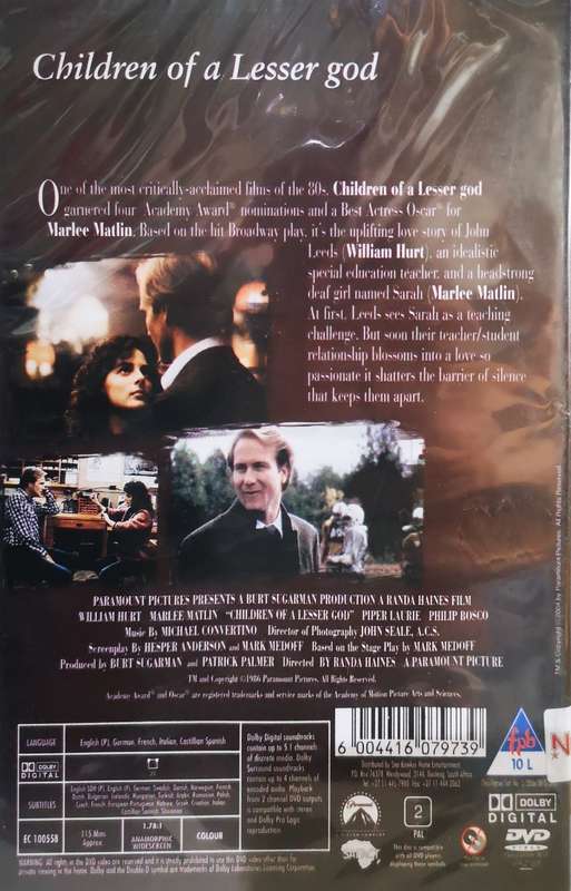 Children of a Lesser god (DVD) [New]