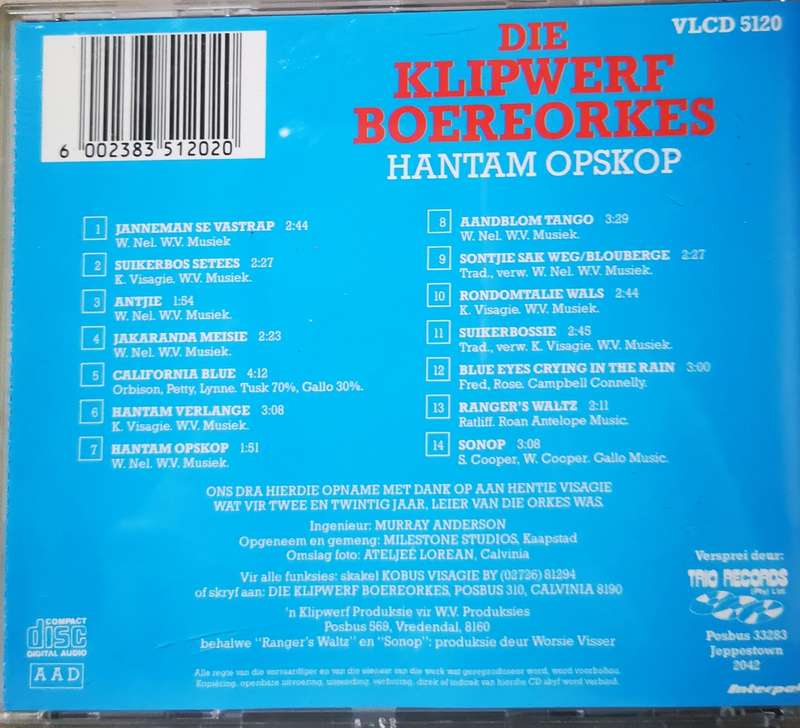 Boeremusiek - Die Klipwerf Boereorkes - Hantam Opskop (CD)