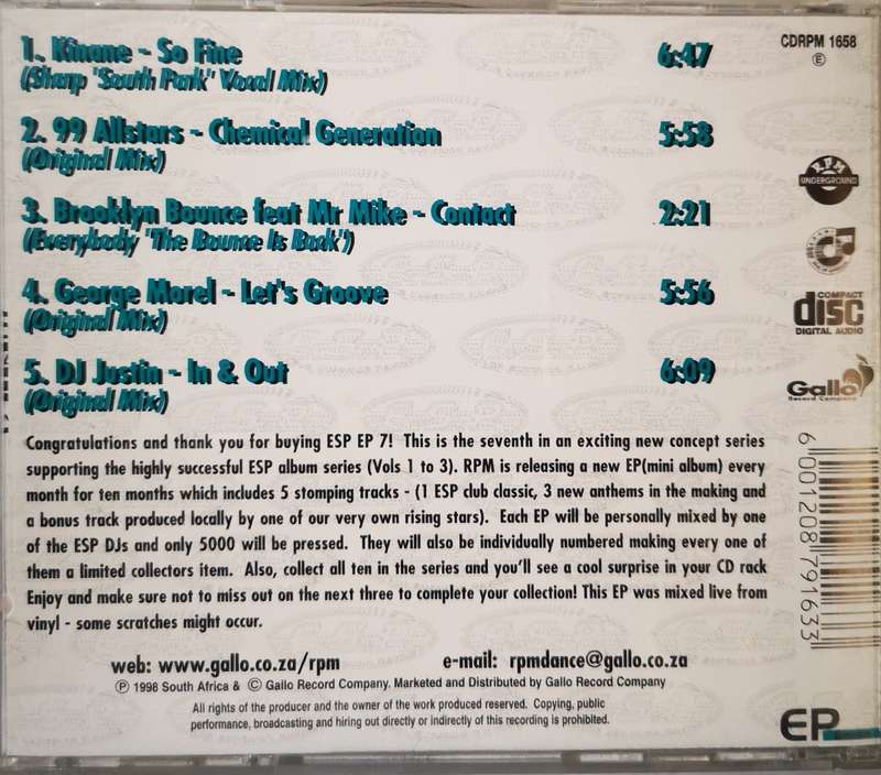 E.S.P. For Superior Raving - EP Seven 7 (CD) CDRPM1658