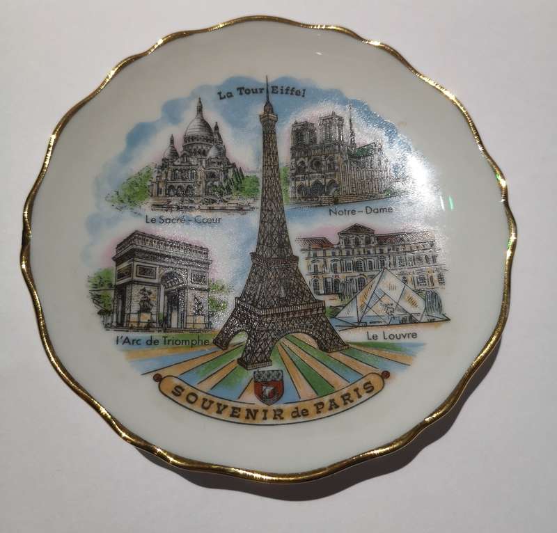 LIMOGES Porcelain SOUVENIR DE PARIS Mini Plate - France Eiffel Tower