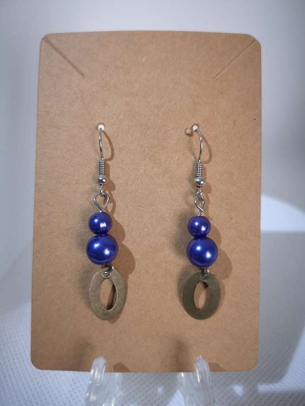 Fasion Earrings with Purple Blue Beads [New]