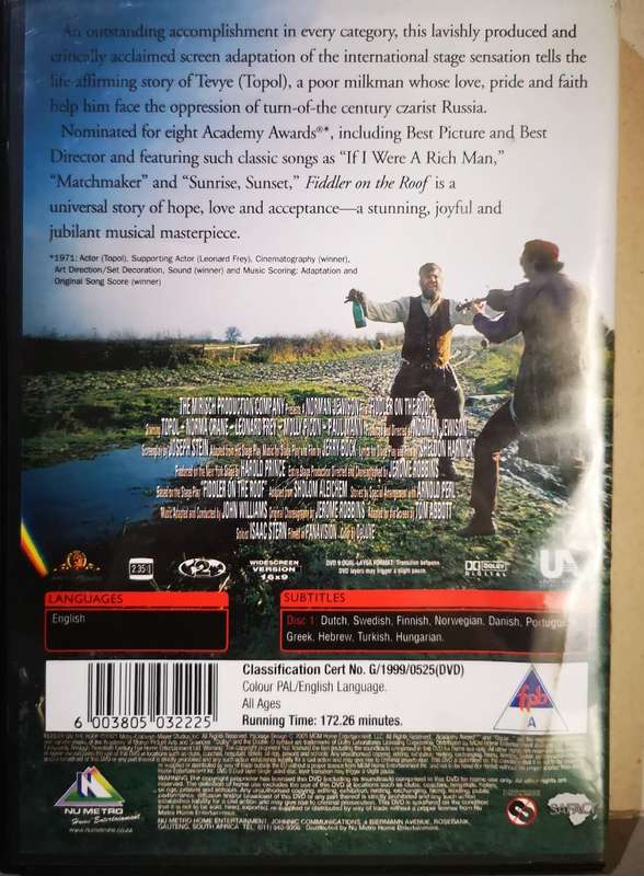 Fiddler on the Roof (DVD) NM