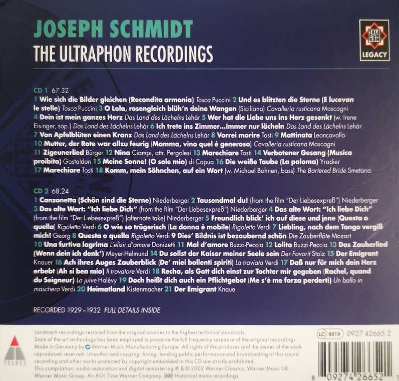 Joseph Schmidt - The Ultraphon Recordings (2-CD Digipack)