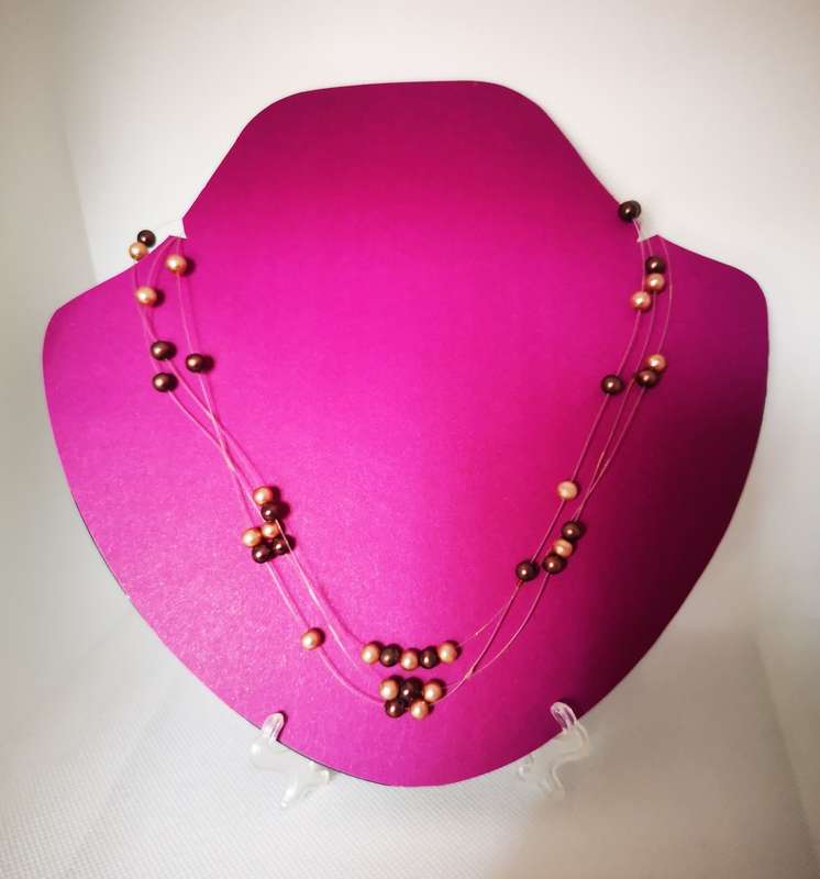 Necklace - Brown and cream pearls