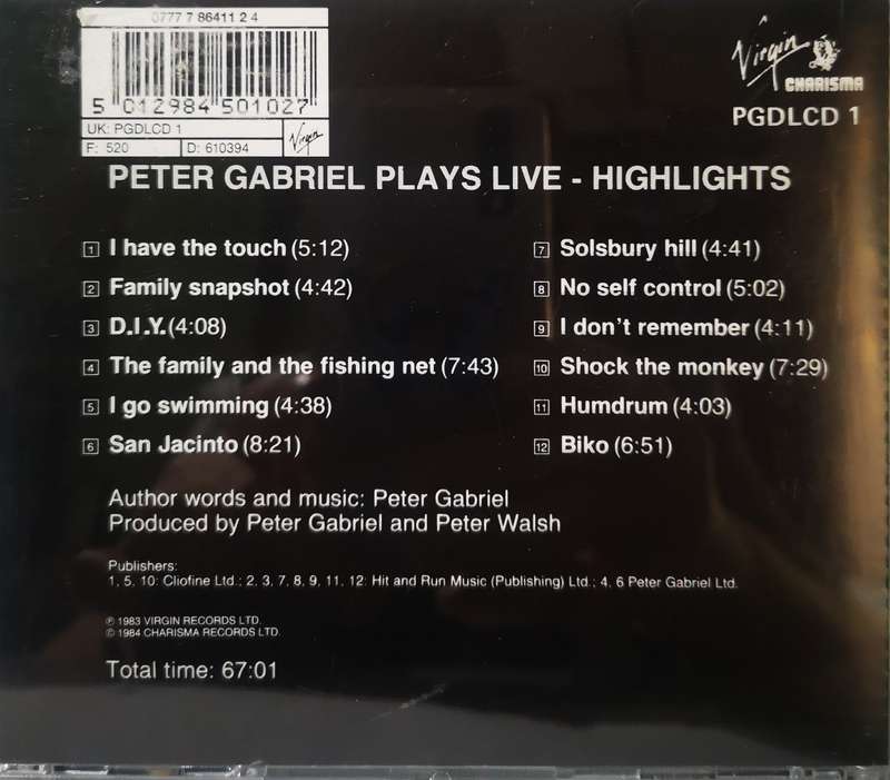 Peter Gabriel - Highlights Plays Live (CD)