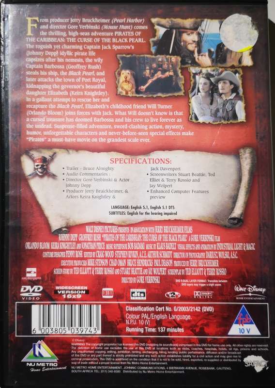 Pirates of the Caribbean - The Curse of the Black Pearl (DVD)