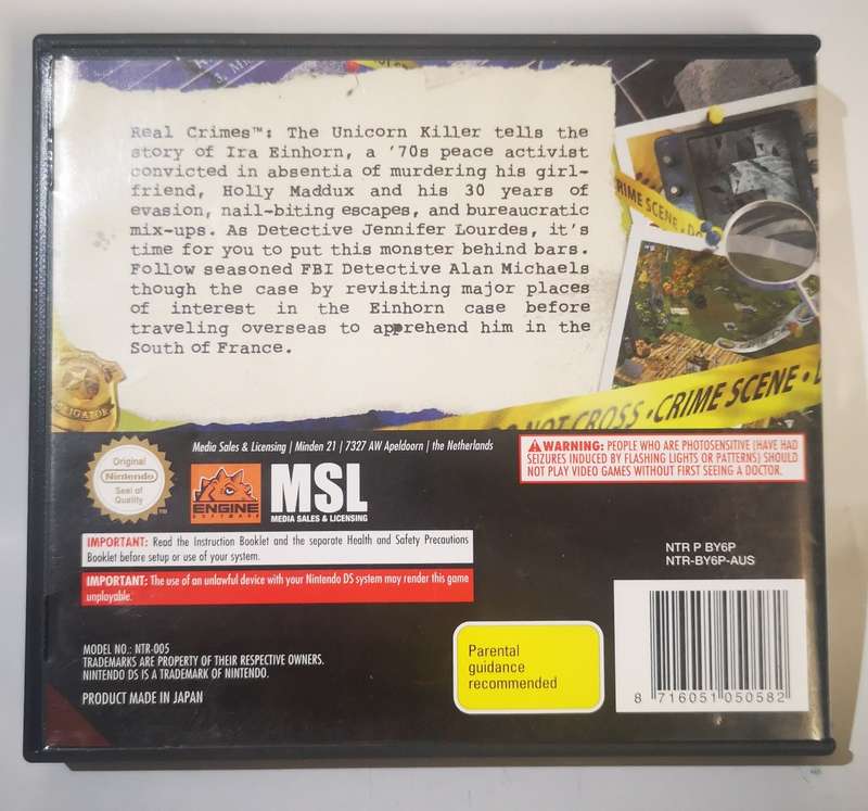 Real Crimes - The Unicorn Killer (Nintendo DS)