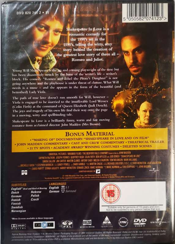 Shakespeare In Love (DVD) [New]