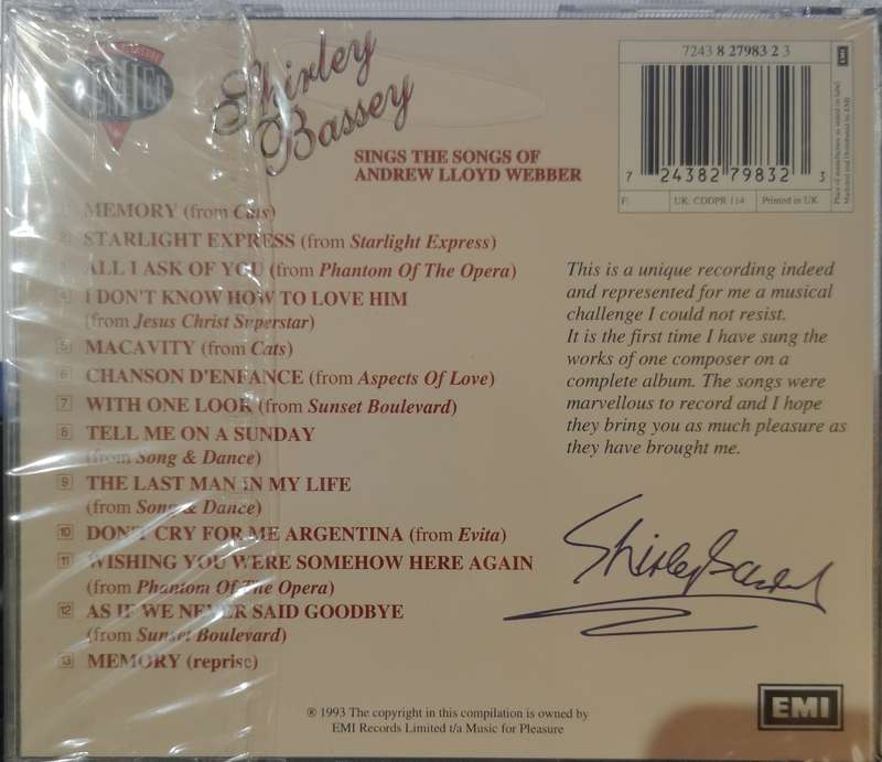 Shirley Bassey - Sing the Songs of Andrew Lloyd Webber (CD) [New]