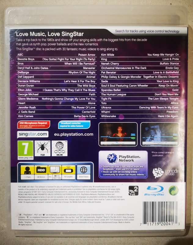 Singstar Back to the 80s (PS3)