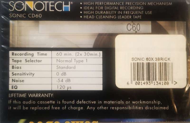 Sonotech Sonic CD60 Cassette Tape (New Sealed)