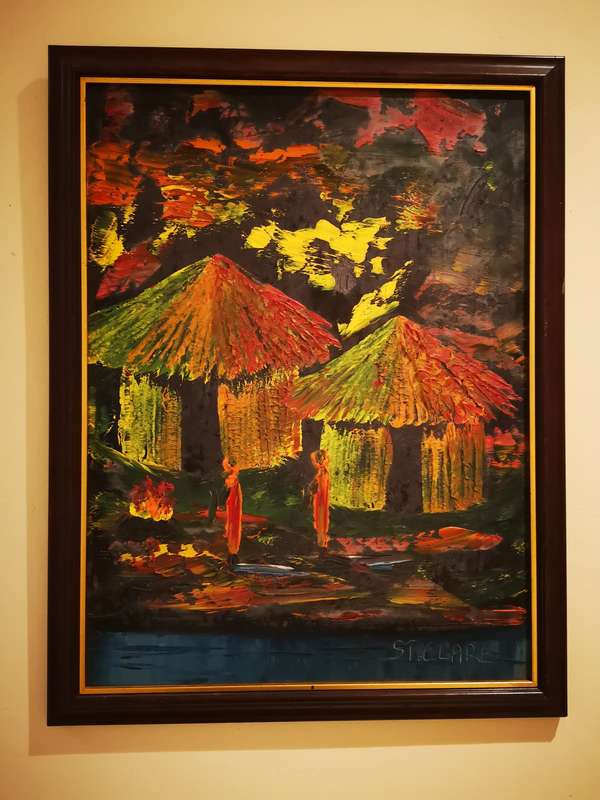 St Clare African Village 31,5cm x 42cm Oil Painting
