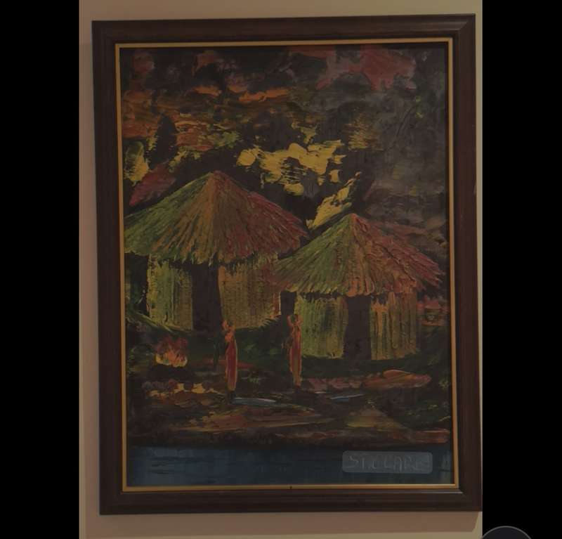 St Clare African Village 31,5cm x 42cm Oil Painting
