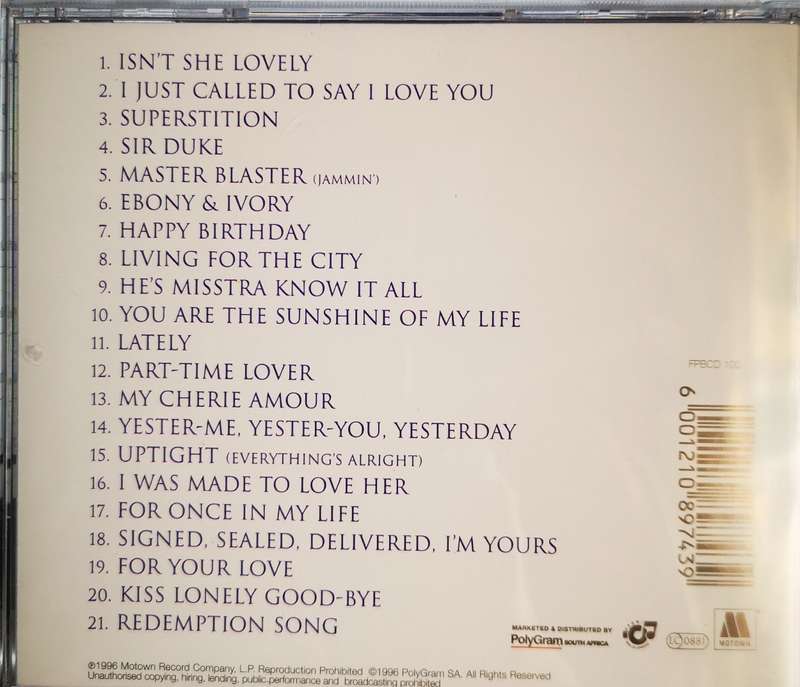 Stevie Wonder - Song Review - A Greatest Hits Collection (CD)