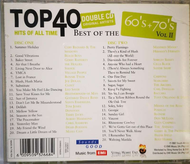 Top 40 Hits of All Time - Best of the 60s +70s Vol 2 (2-CD)