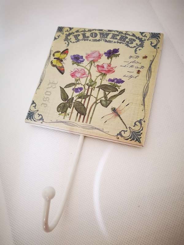 Towel Hook - Rose and Butterfly