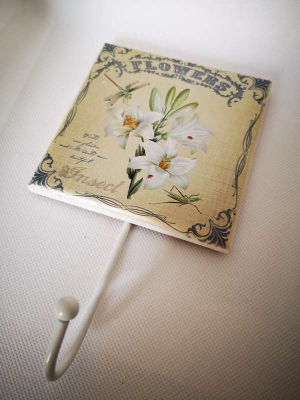 Towel Hook - White Flowers
