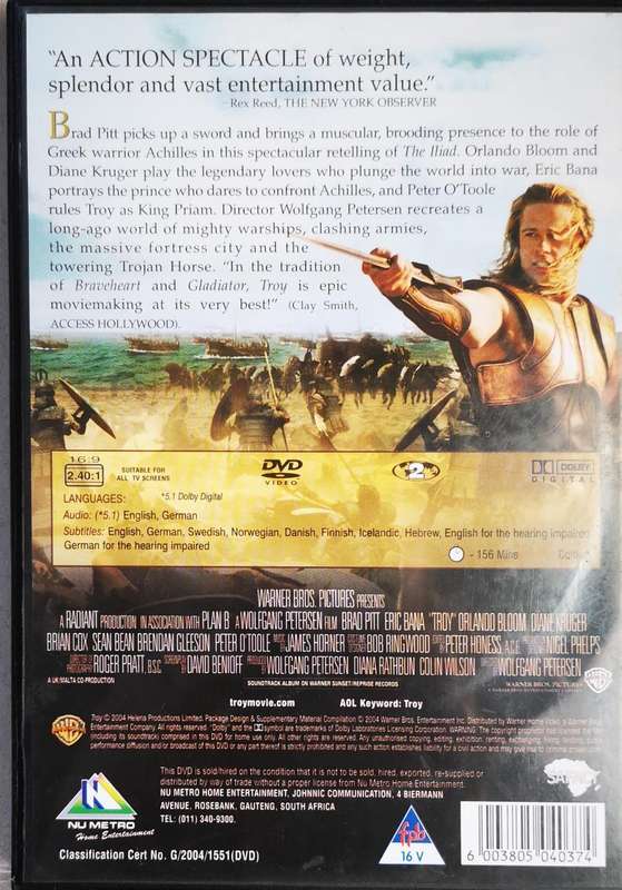 Troy (DVD) (As New)