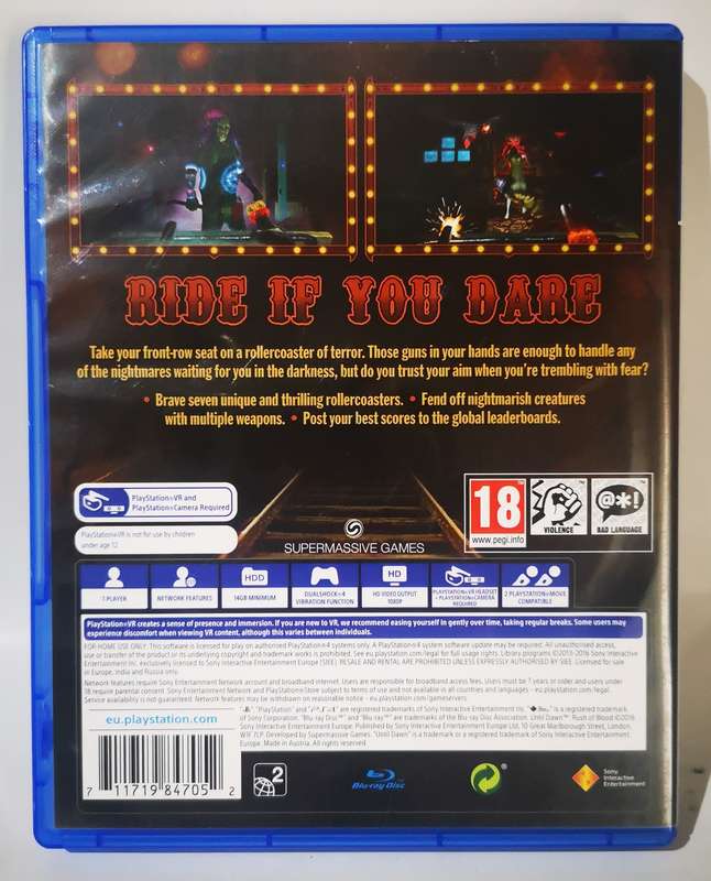 Until Dawn - Rush of Blood (PS4 VR) / As New