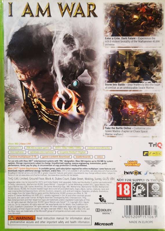 Warhammer 40,000 - Space Marine (XBOX 360)