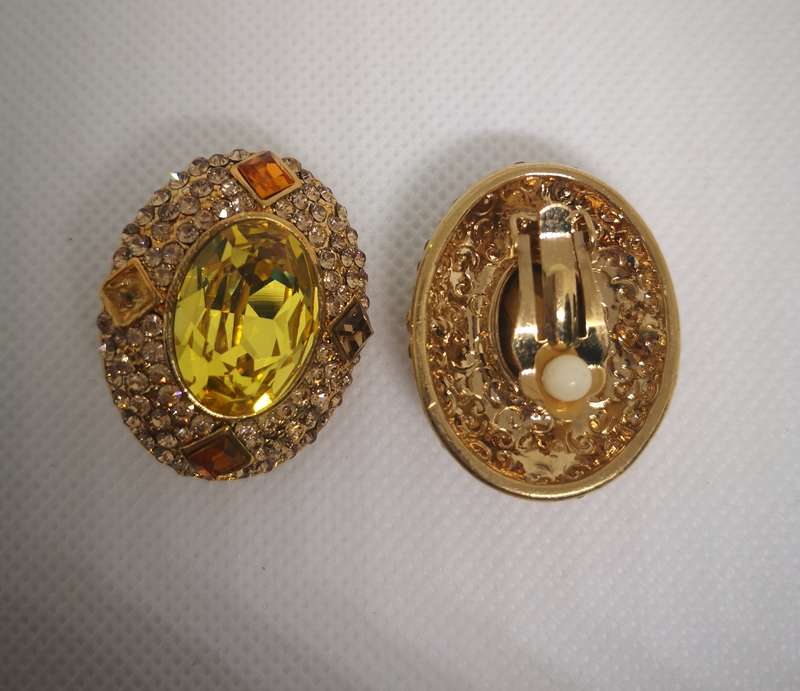 Yellow Stone clip-on Earrings