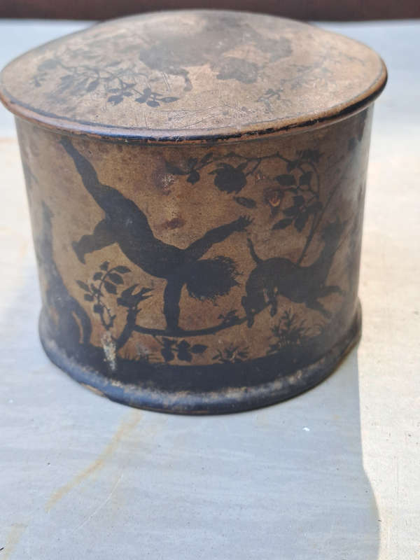 PAPER MACHE BOX LIDDED POT ANTIQUE VICTORIAN C1880 super cute pictures