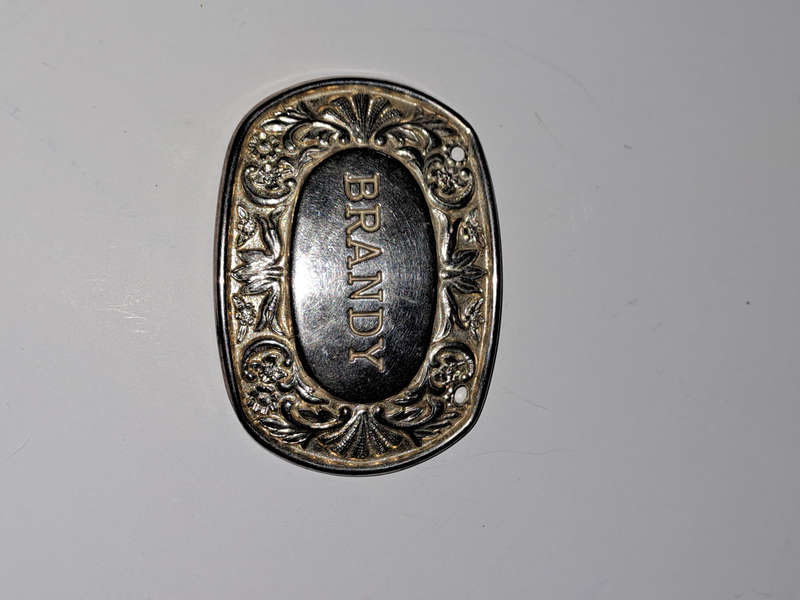 Silver plate Holloware by Lanthe England Brandy label