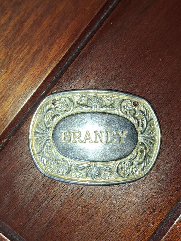 Silver plate Holloware by Lanthe England Brandy label