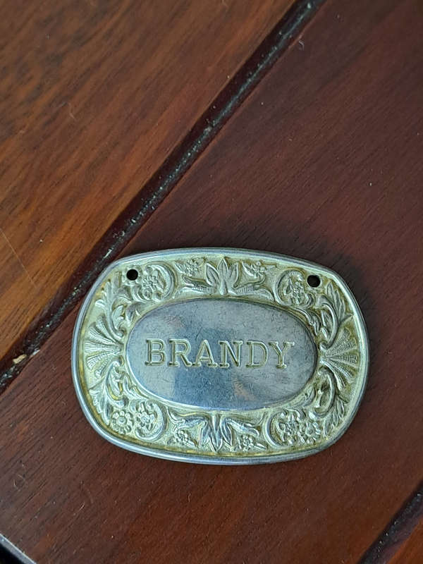 Silver plate Holloware by Lanthe England Brandy label
