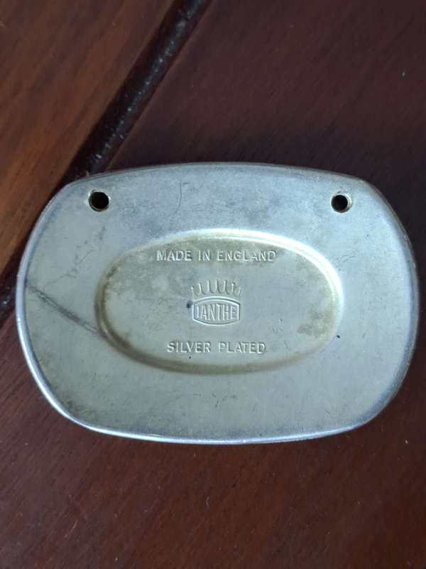 Silver plate Holloware by Lanthe England Brandy label