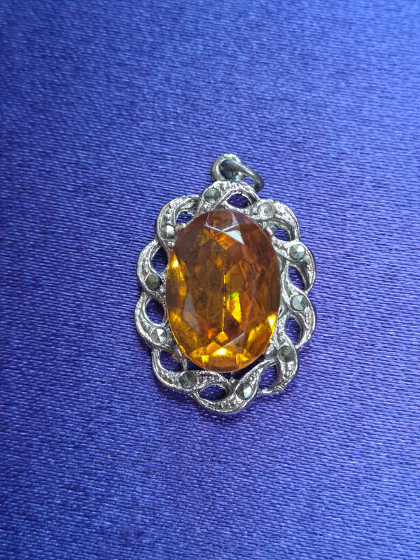 Vintage amber stone pendant