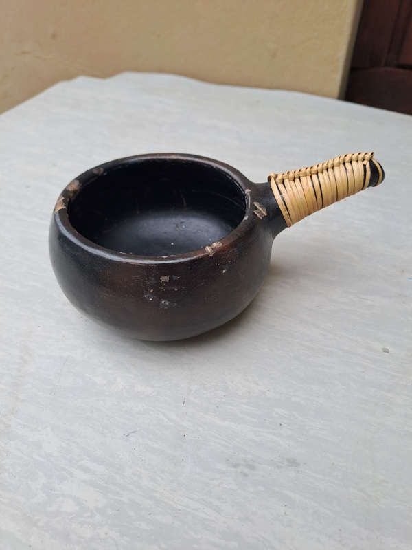 Traditional African clay handled pot