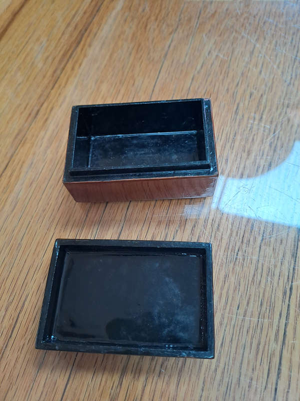 Small paper mache and lacquer box lotus flower