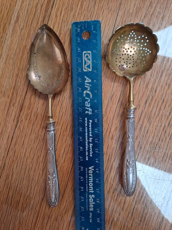 French Antique 800 silver  handled Hors D'oeuvre spoon and sugar sifting spoon very nice