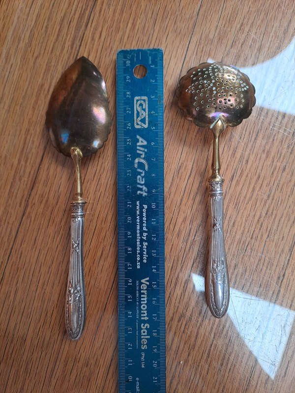 French Antique 800 silver  handled Hors D'oeuvre spoon and sugar sifting spoon very nice