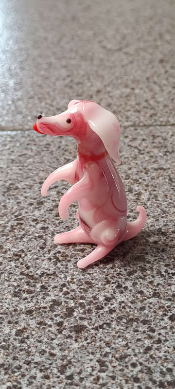 MURANO PINK DOG GLASS