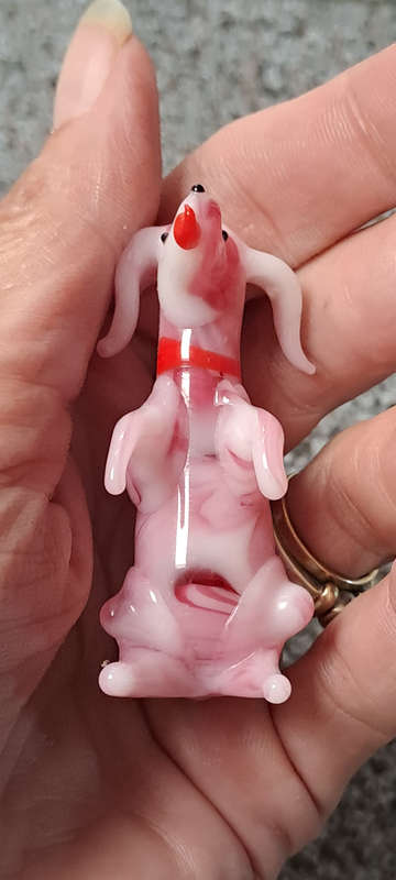 MURANO PINK DOG GLASS