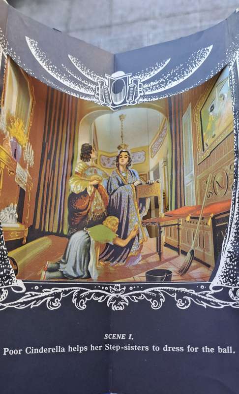 1950 Cinderella panorama book with 6 magnificent 3d scenes