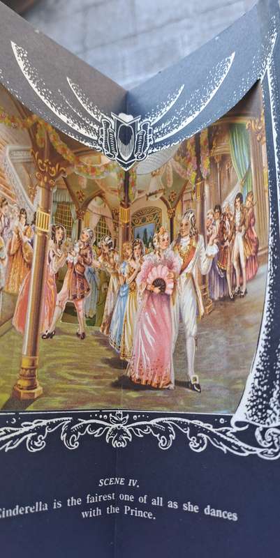 1950 Cinderella panorama book with 6 magnificent 3d scenes