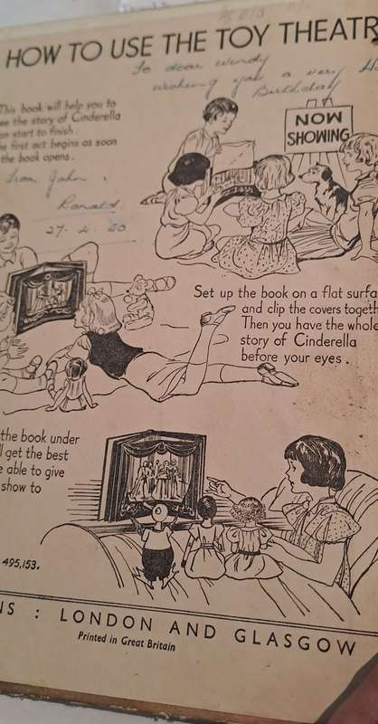 1950 Cinderella panorama book with 6 magnificent 3d scenes
