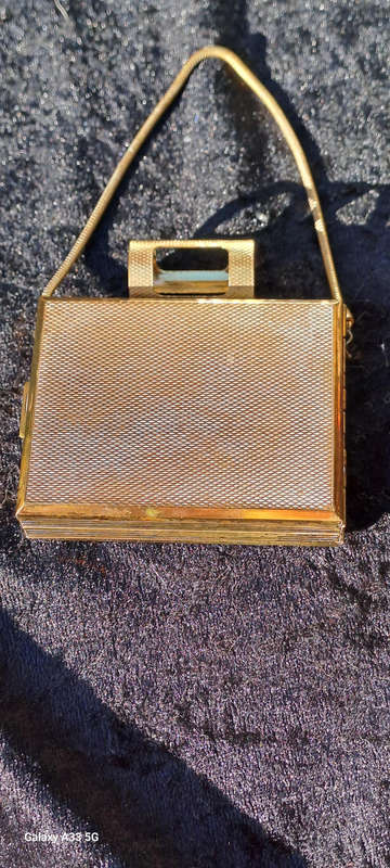 Beautiful Petit Point Kigu England compact mirror cigarette and lipstick holder purse