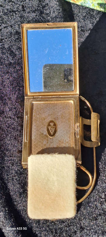 Beautiful Petit Point Kigu England compact mirror cigarette and lipstick holder purse