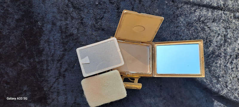 Beautiful Petit Point Kigu England compact mirror cigarette and lipstick holder purse