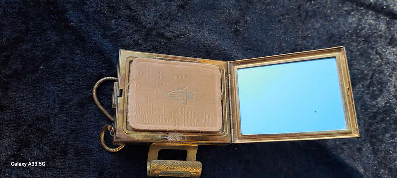 Beautiful Petit Point Kigu England compact mirror cigarette and lipstick holder purse