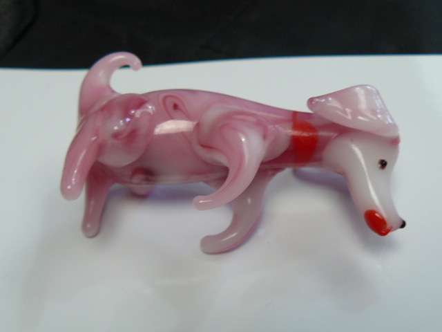 MURANO PINK DOG GLASS