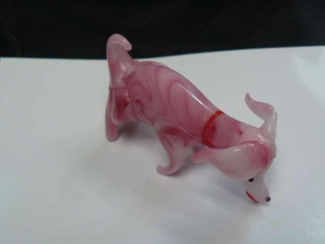 MURANO PINK DOG GLASS