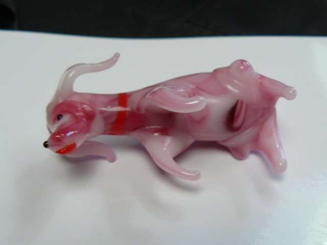 MURANO PINK DOG GLASS