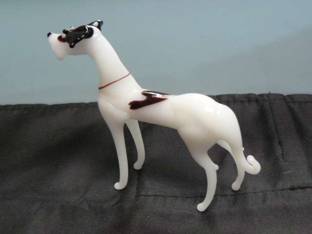 MURANO GLASS ORNAMENT BLACK AND WHITE DOG