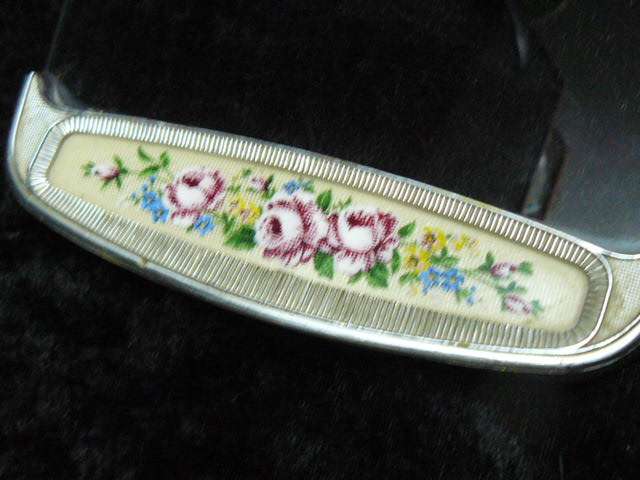 GLASS PLATTER WITH PETIT POINT PATTEEN VERY PRETTY